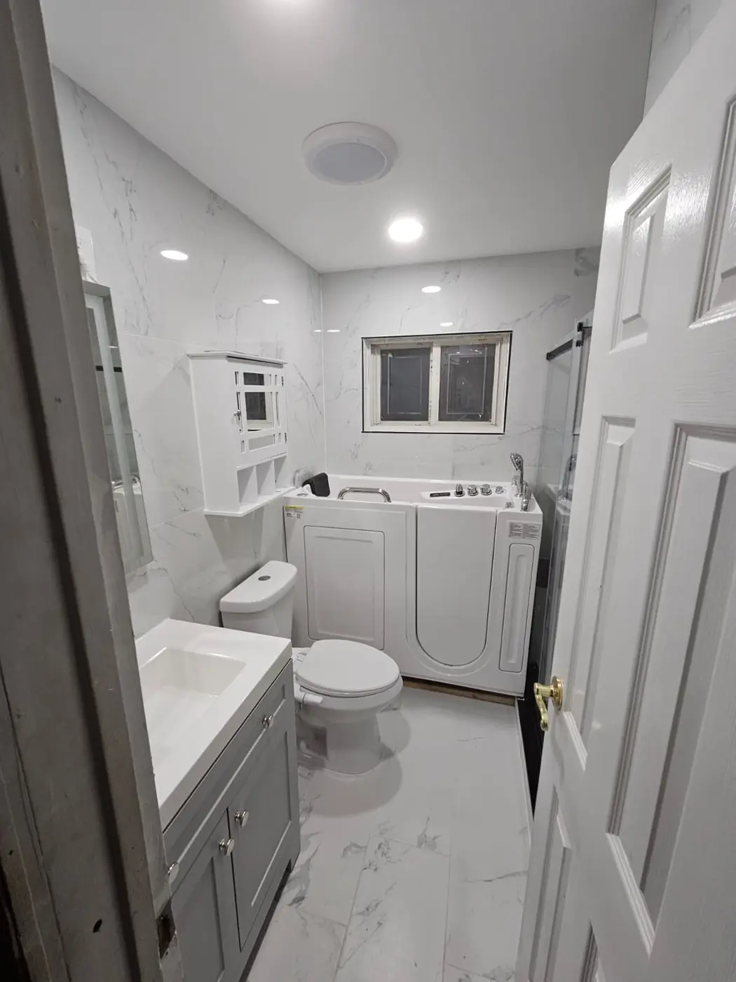 Completed tiled bathroom renovation